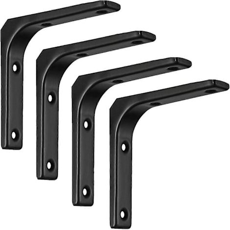Set mit 4 verstärkten L-förmigen Wandregalhalterungen aus Stahl, schwarz, 100 x 100 mm. – AquaForge