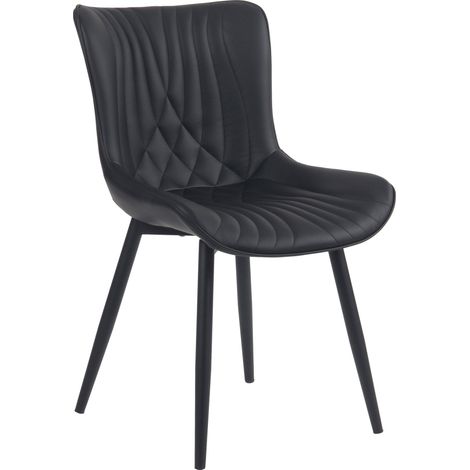 Silla de comedor x1 pespunte decorativo en PVC negro y patas de metal negro 100002178 (1/5)