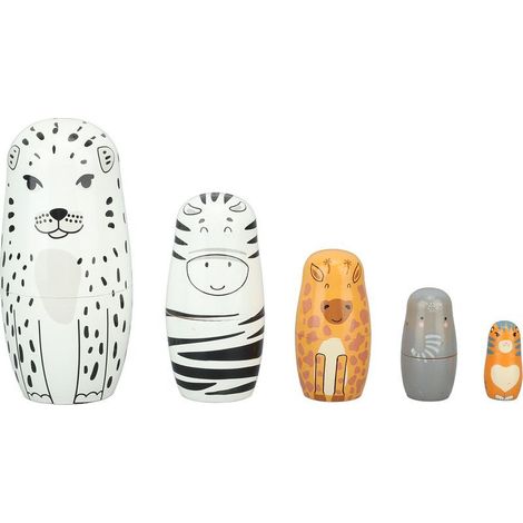 5 Pièces Poupées Gigognes Russes Artisanales en Bois Animaux pour Décoration Maison Cadeau de Noël (1/5)