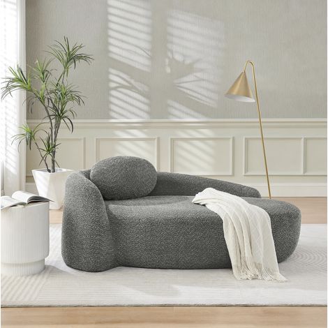 Sofá de borreguillo 170 x 96 x 62 cm, con cojín, gris oscuro OKMYHOME (1/5)