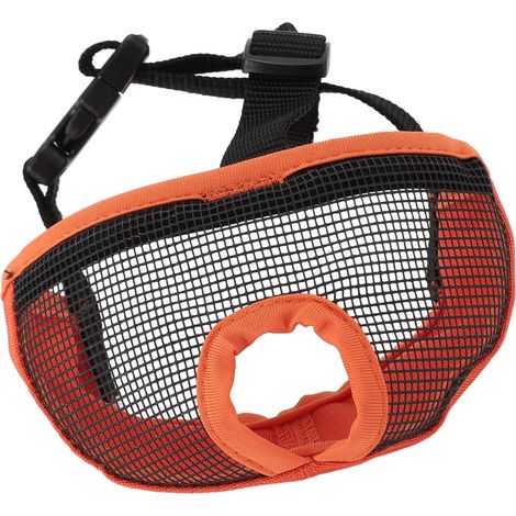 Muselière courte pour chien, douce, confortable et respirante, muselière plate pour bouledogue, idéale pour mordre, mâcher et lécher (orange S). (1/5)
