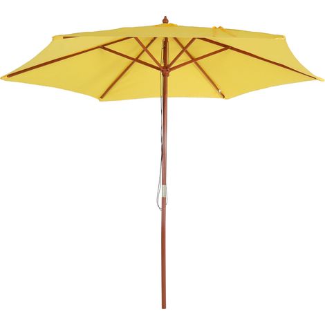 [JAMAIS UTILISÉ] Parasol Florida, parasol de jardin parasol de marché, Ø 3m polyester/bois, jaune