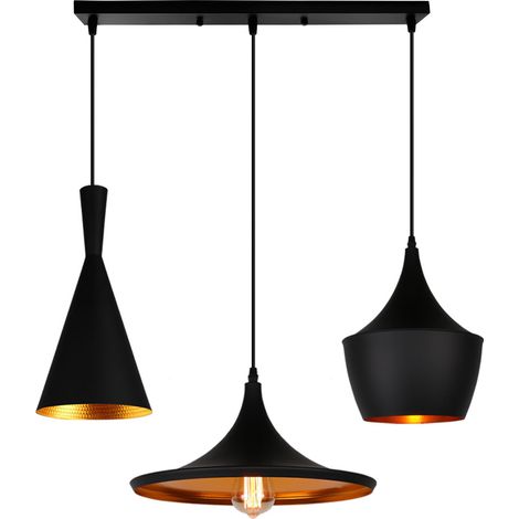 Retro Pendant Light Metal Hanging Ceiling Lamp Black Indoor Chandelier 3 Lights E27 (1/5)