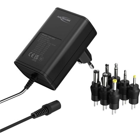 Ansmann 1201-0023 Alimentatore a spina regolabile 12 V/DC, 9 V/DC, 7.5 V/DC, 6 V, 4.5 V/DC, 3 V 1000 mA 12 W (1/5)