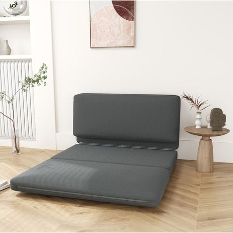 Klappbares Bodensofa 138x90x70 cm Dunkelgrau Polyester 3-in-1 als Relaxsessel und Schlafmatratze (1/5)