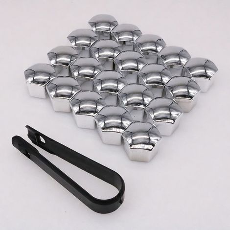 Tapones de tuercas de rueda plateados 17 mm, con herramienta (1/5)