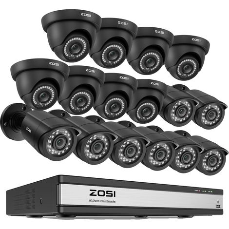 CCTV-Sicherheitskamerasystem, 1080P Auflösung, 16 Kanäle, 16CH DVR x 16 Kameras, Keine (1/2)