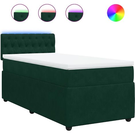 Maison Exclusive - Cama box spring con colchón terciopelo verde o (1/5)