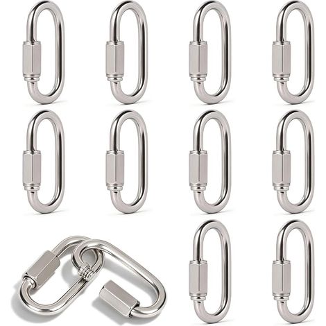EFUTURETIME 10 x Mousqueton à Vis INOX 304 Maillon Rapide M5, Mousquetons de Sécurité avec Une Capacité de Charge de 294 kg pour Balançoires, Fitness, Escalade (1/5)