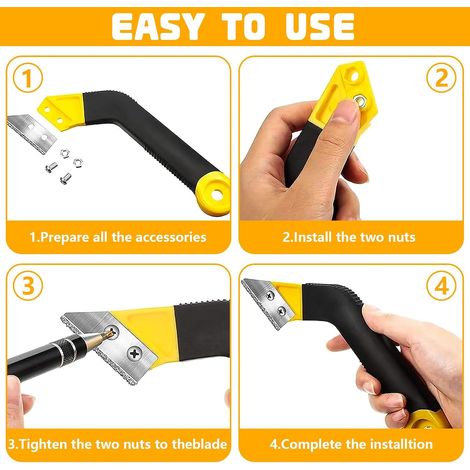 13 x Tile Joint Scraper, Tile Joint Scraper Tool with 9 Replacement Blades, Tile Joint Scraper for Cleaning Tiles (Red + Yellow) (1/3)