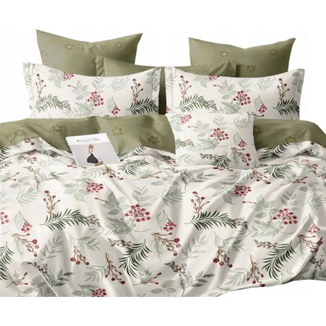 Juego de ropa de cama de 160x200 cm + 2 fundas de almohada de 70x80 cm, satén de algodón, gran variedad de flores. (1/5)