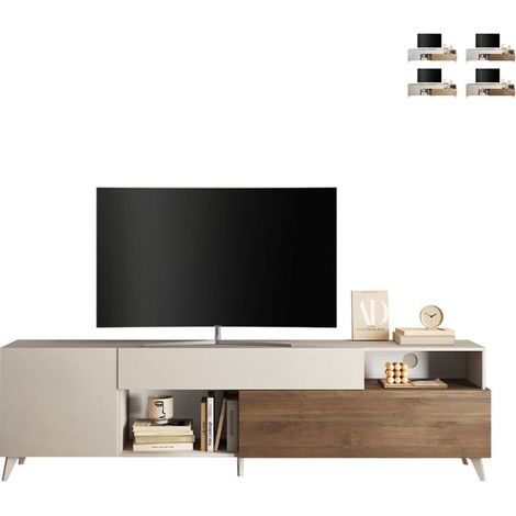 Mobile TV design moderno bianco legno cassetto 2 ante 241x42x67cm Clere - Olmo - Bianco (1/5)