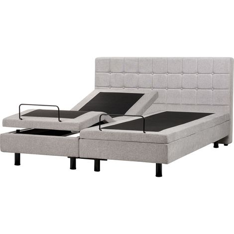Cama ajustable eléctricamente 180 x 200 cm gris claro con mando a distancia Duke (1/5)