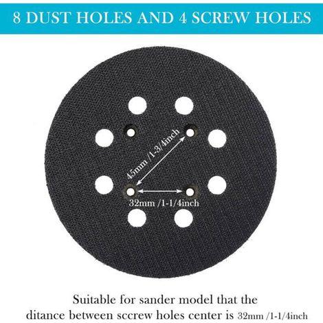 2 Pièces 125mm Tampon de Ponceuse de Remplacement Orbitale à Crochet et Boucle à 8 Trous Plateau de Ponçage (Bleu,) (1/4)