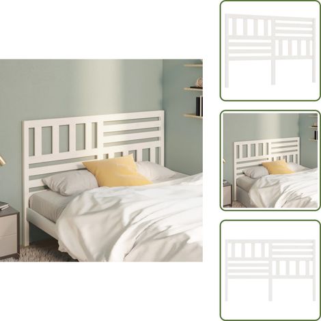 Tête de lit Blanc 146x4x100 cm Bois massif de pin - Tête De Lit - Tête De Lit Blanche - Tête De Lit Bois - Tête De Lit Design - Meuble Chambre