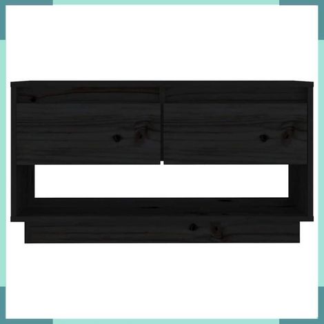 813843 Meuble TV Noir 74x34x40 cm Bois de pin massif (1/5)