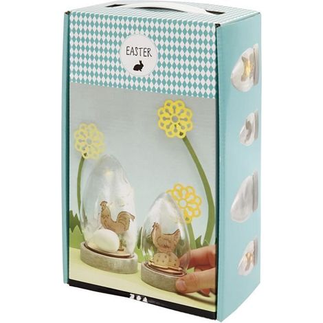 Set de matériel avec 2 cloches ovales en plastique clair avec un socle en bois amovible. En plus, de différents objets pour en (1/3)