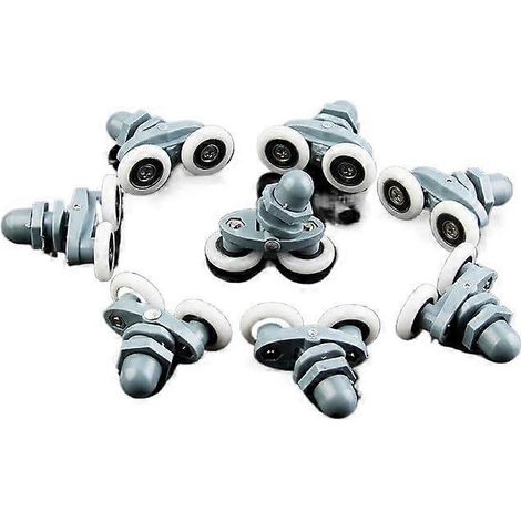 Kit de remplacement de 12 roulettes pour porte de douche, silencieuses et incurvées, pour portes de salle de bain coulissantes en verre. (1/5)