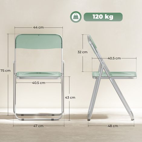 Ensemble de 4 chaises pliantes en acrylique transparent (vert) (1/5)