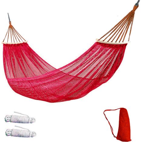 Filiyano-Hamac d'extérieur en nylon doux et respirant, anti-roulis - Poids maximal supporté : 136 kg (rouge) (1/5)