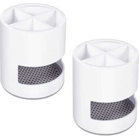 Juego de 2 portacepillos de dientes ventilados y resistentes al moho, prácticos para guardar en el baño, color blanco. (1/5)