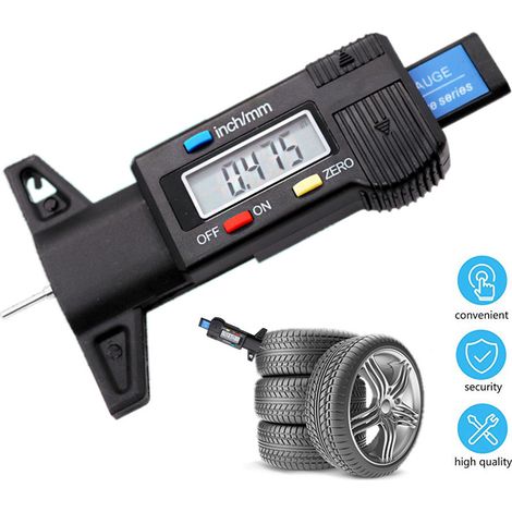 Jauge électronique numérique de profondeur de bande de roulement de pneu, jauge de profondeur 0-25,4 mm. (1/5)