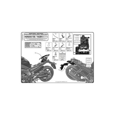Soporte para baúl Kappa Yamaha FZ8 / Fazer 8 800 (10-15) (SIN placa)