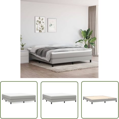 The Living Store Cadre de lit sans matelas gris clair 180x200 cm tissu - Cadre De Lit - Lit Double - Literie - Meuble Chambre - Meubles De Chambre (1/5)