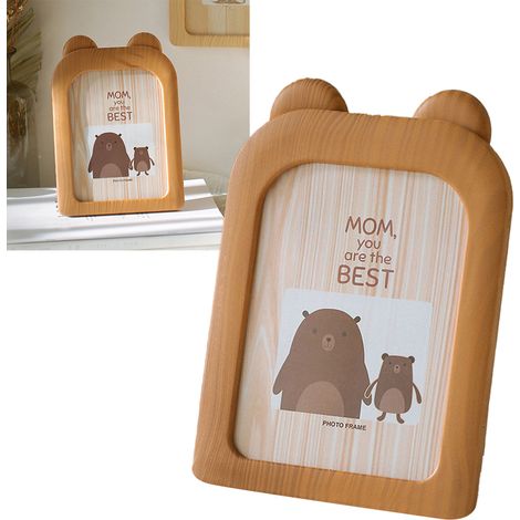 Cadre photo créatif mignon de style dessin animé, cadre photo de 7 pouces, décoration de bureau, décoration murale pour école maternelle, ours brun (1/5)