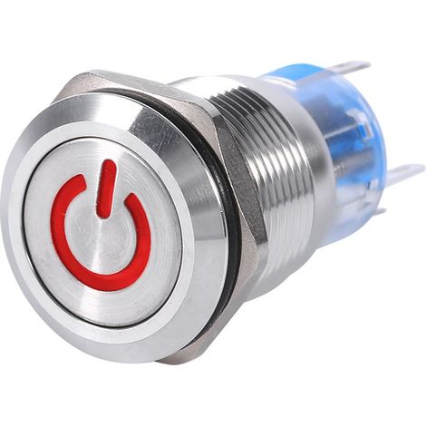 Bouton poussoir interrupteur LED 12V-24V – Acier inoxydable étanche IP65 – Type autobloquant 19mm – Utilisation intérieure et extérieure (1/3)