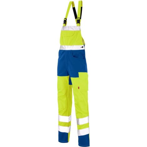 Cotte à bretelles jaune fluo / bleu azur taille L - LAFONT - LA-6HVNCP-6-592-3 L