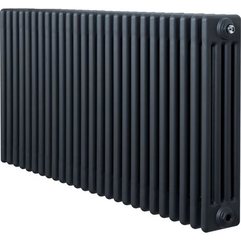 Radiador Tradicional Horizontal 4 Columnas - Gris Antracita  600mm x 1190mm  Acero Premium 1512W  Soportes, Kit, Cepillo  Garantía 15 Años  Calefacción Eficiente y Elegante