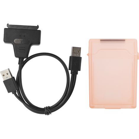 Câble adaptateur disque dur SATA HDD/SSD double interface avec boîtier de protection 2,5 pouces rouge (1/5)