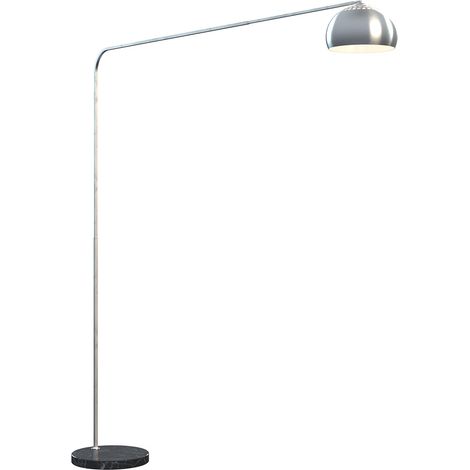 Piantana Contemporanea Corner Marmo Basso Nero Metallo Cromo 1 Luce E27
