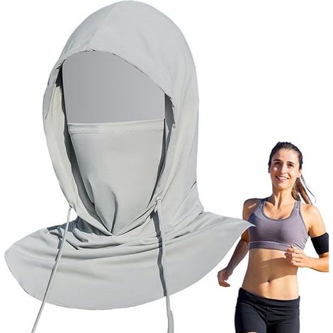 Sonnenhut UV-Schutzhut für Damen Gesichtsmaske Schal Halstuch mit Sonnenschutz Atmungsaktives Netzgewebe Unisex geeignet für Outdoor-Aktivitäten grau (1/5)