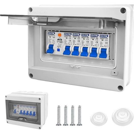 Coffret Électrique Étanche IP65 8 Modules Disjoncteur 63A Pour Garage Et Atelier