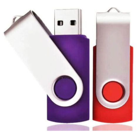 Set mit 2 USB 2.0-Sticks à 32 GB, drehbare USB-Sticks mit Trageschlaufen, tolles Geschenk für Kinder, Eltern und Freunde (32 GB, Rot/Lila)