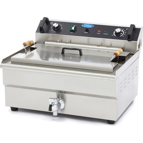 Friteuse professionnelle - 30L - 1 panier - avec robinet de vidange - Maxima