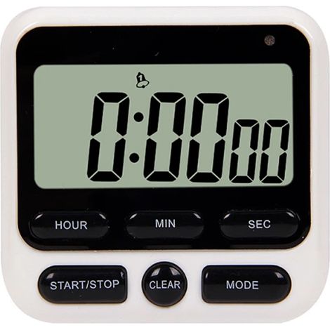 Minuteur de Cuisine Numérique avec Alarme Silencieuse ou Forte, Horloge 24 Heures et Mémoire d'Alarme, Fonction Rappel (1/3)