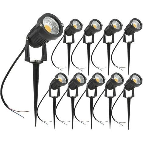 Lot de 10 Spot LED COB 5W 220V Spots Jardin Orientables avec Piquet Luminaires Extérieur Jardin Terrasse (1/5)