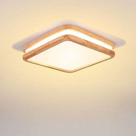 LED Ceiling Light Modern Industrial in Solid Wood Acrylic for Bathroom Hallway Island - Neutral Light 4500K Square