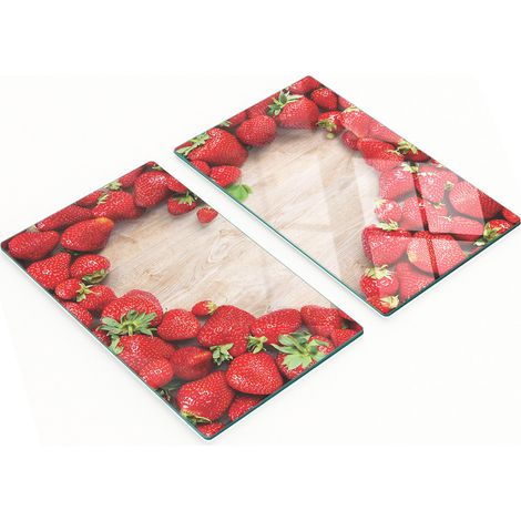 Küchenschneidebretter aus Glas mit Erdbeerherz-Motiv, 2 x 30 x 52 cm (1/5)