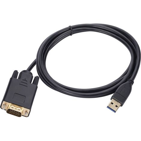 Geeignet für 1,8 m USB 3.0 auf VGA-Kabel, USB 3.0 Stecker auf VGA Stecker 1080p Konverter, geeignet für Laptops und externe Ultra-High-Definition-Videoprojektoren.