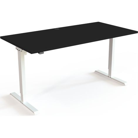 STIER Elektrisch höhenverstellbarer Schreibtisch 501-20 160 x 80cm Schwarz/Weiß (1/3)