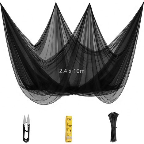 Moustiquaire 2,4m x 10m Filet anti-insectes fin pour jardin, légumes, DIY avec attaches, mètre et ciseaux pour terrasse, balcon, pavillon, camping Protège contre moustiques, mouches et oiseaux (1/5)