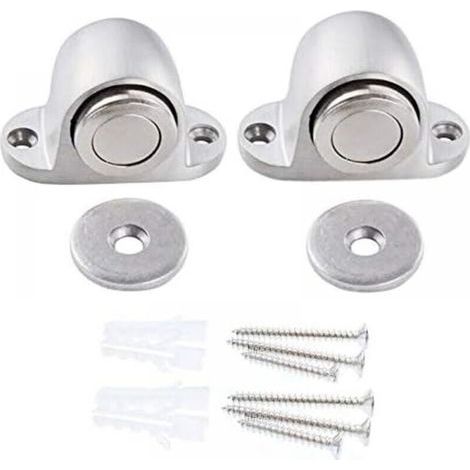 (2 PCS) Butée Porte magnétique arrêts Porte Acier Inoxydable avec vis montées Utiliser pour Maison, école ou Bureau, Argent (1/5)