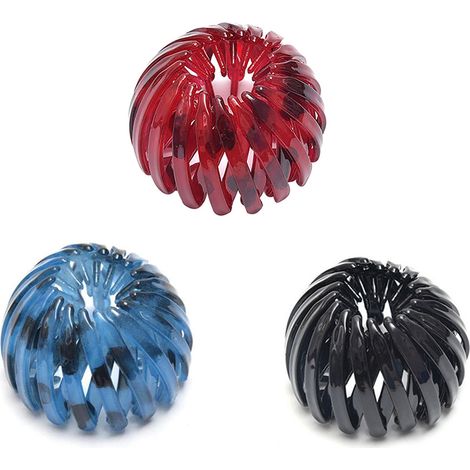 Vintage-Haarspangen mit Vogelnestmuster, Accessoires für Damen und Mädchen – 3er-Set in Hellblau, Schwarz und Rot (1/5)