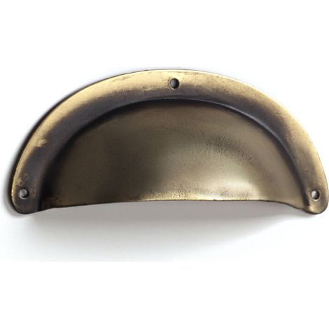 Muschelgriff für Möbel Klassischer Stil Aus Stahl Altes Lederfinish Abstand zwischen den Punkten: 76 mm (1/3)