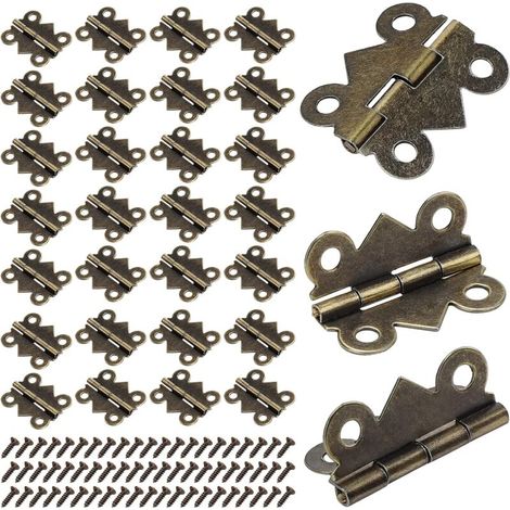 200 mini bisagras pequeñas, bisagras plegables tipo mariposa de 24 x 20 mm, mini bisagras de bronce antiguo para muebles del hogar, herrajes para armarios, puertas, cajones y alacenas.