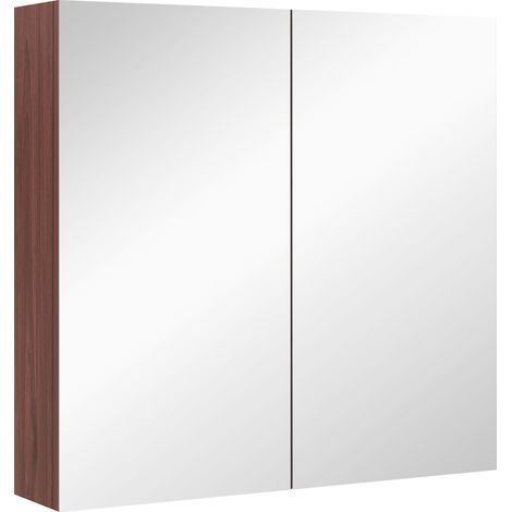 kleankin 63Wx60H cm Double Door Wall-Mount Bathroom Mirrored Cabinet Medicine